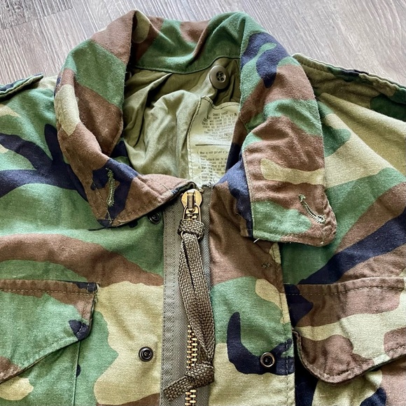 Vintage 1985 MFG Military Army Woodland Camouflage Heavyweight Jacket Field Coat - Picture 9 of 16